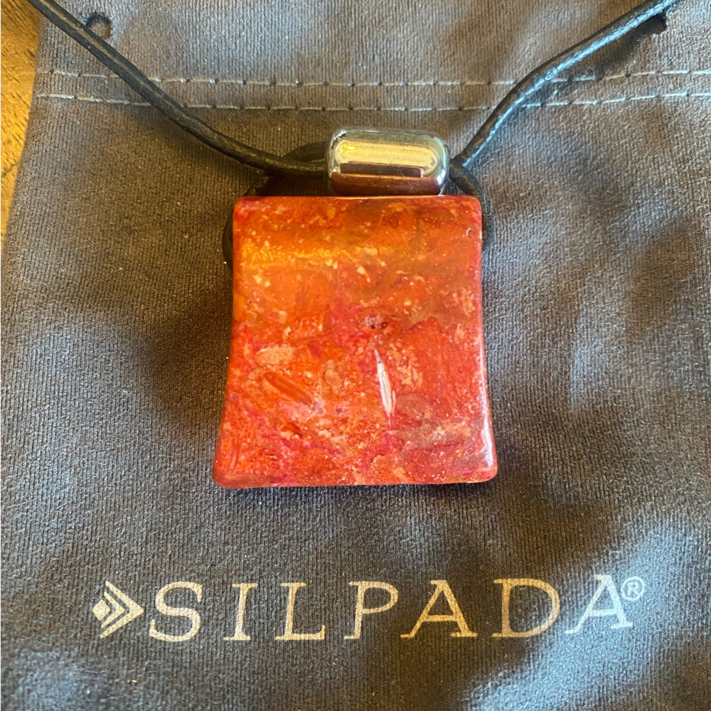Silpada Red Sponge Coral necklace Vintage